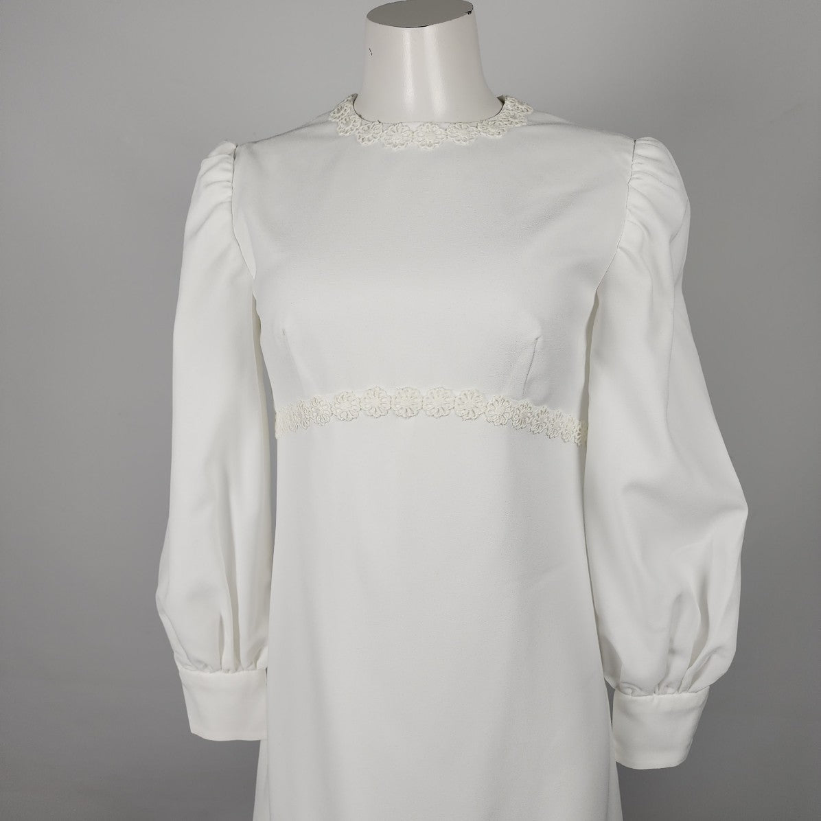 Vintage White Floral Two Piece Wedding Dress Size S