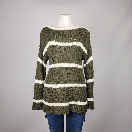 Kersh Green & Cream Striped Knit Sweater Size SX/S