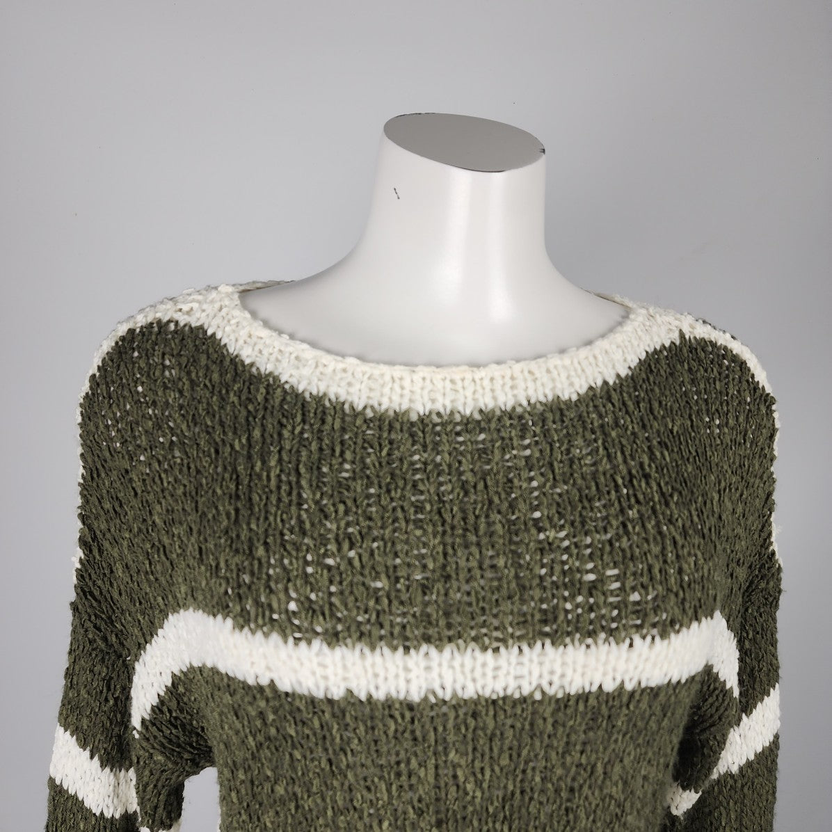 Kersh Green & Cream Striped Knit Sweater Size XS/S