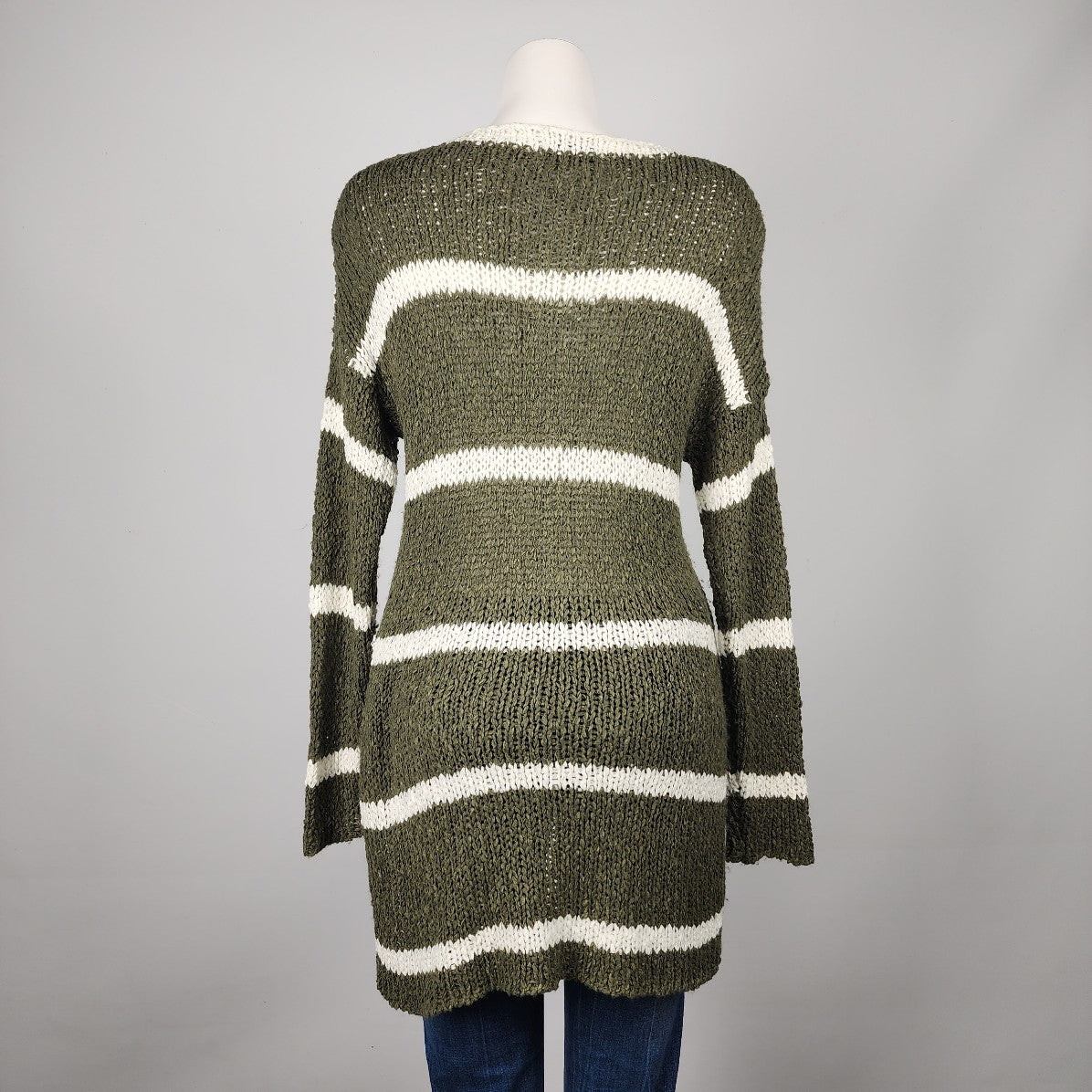 Kersh Green & Cream Striped Knit Sweater Size XS/S