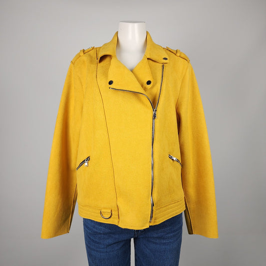 Dex Yellow Faux Suede Motorcycle Zip Up Jacket Size 1X
