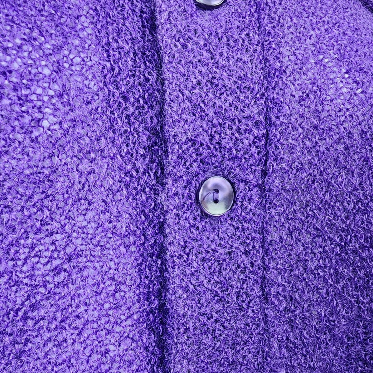 Vintage 70s White Ram Purple Mohair Wool Button Up Cardigan Size L