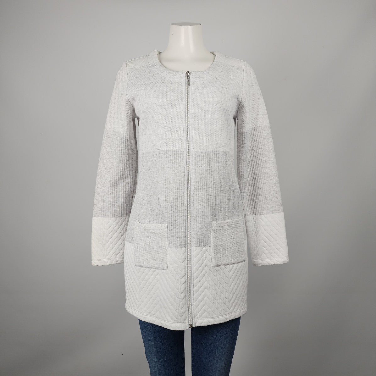 Yest White Quilted Zip Up Jacket Size 4
