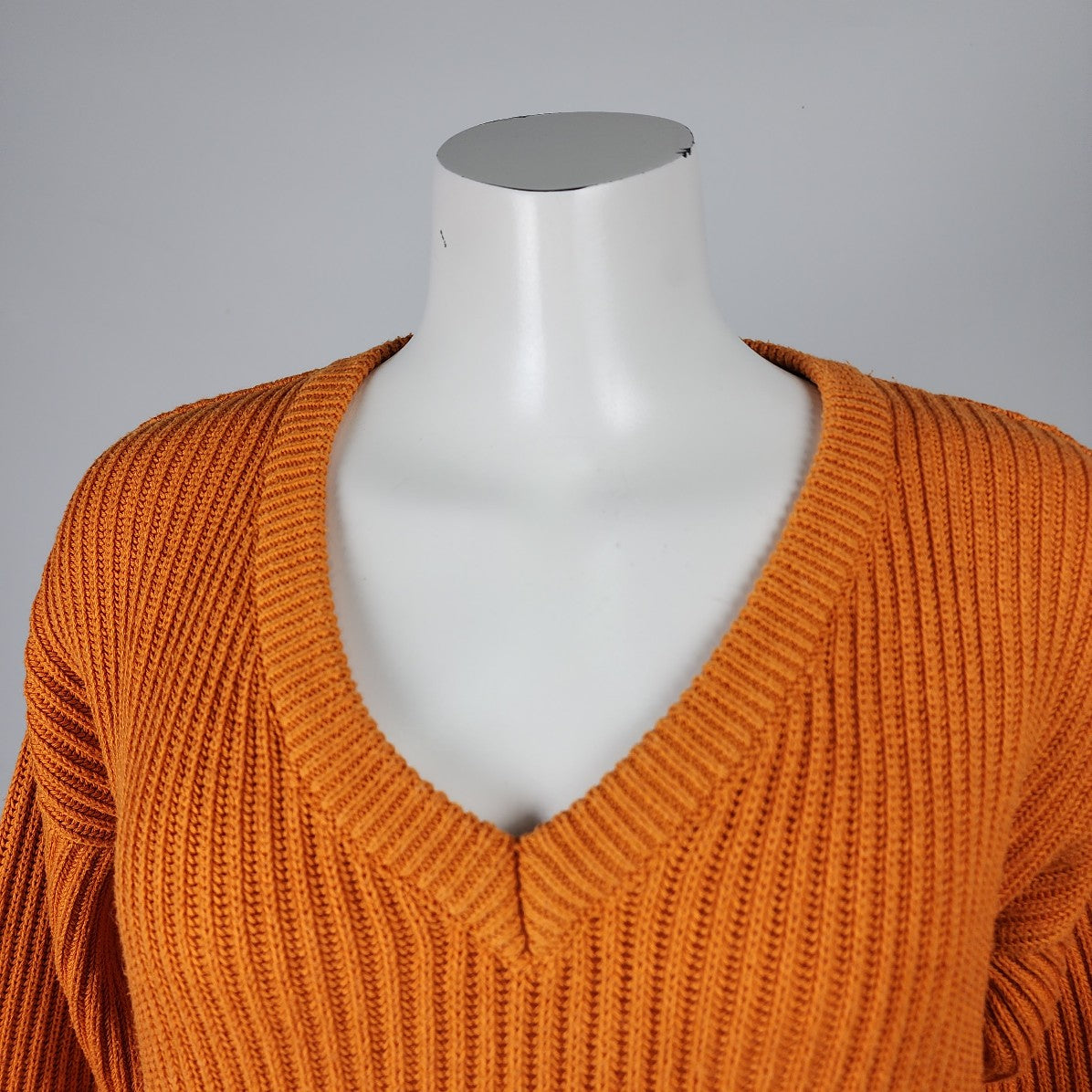 Ichi Orange Knit V Neck Sweater Size S
