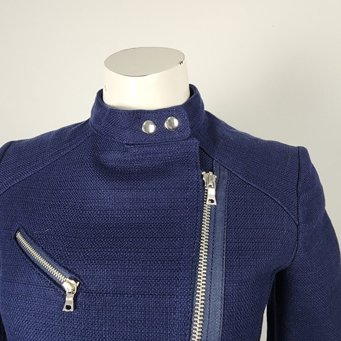 Gap Blue Cotton Zip Up Moto Jacket Size XS