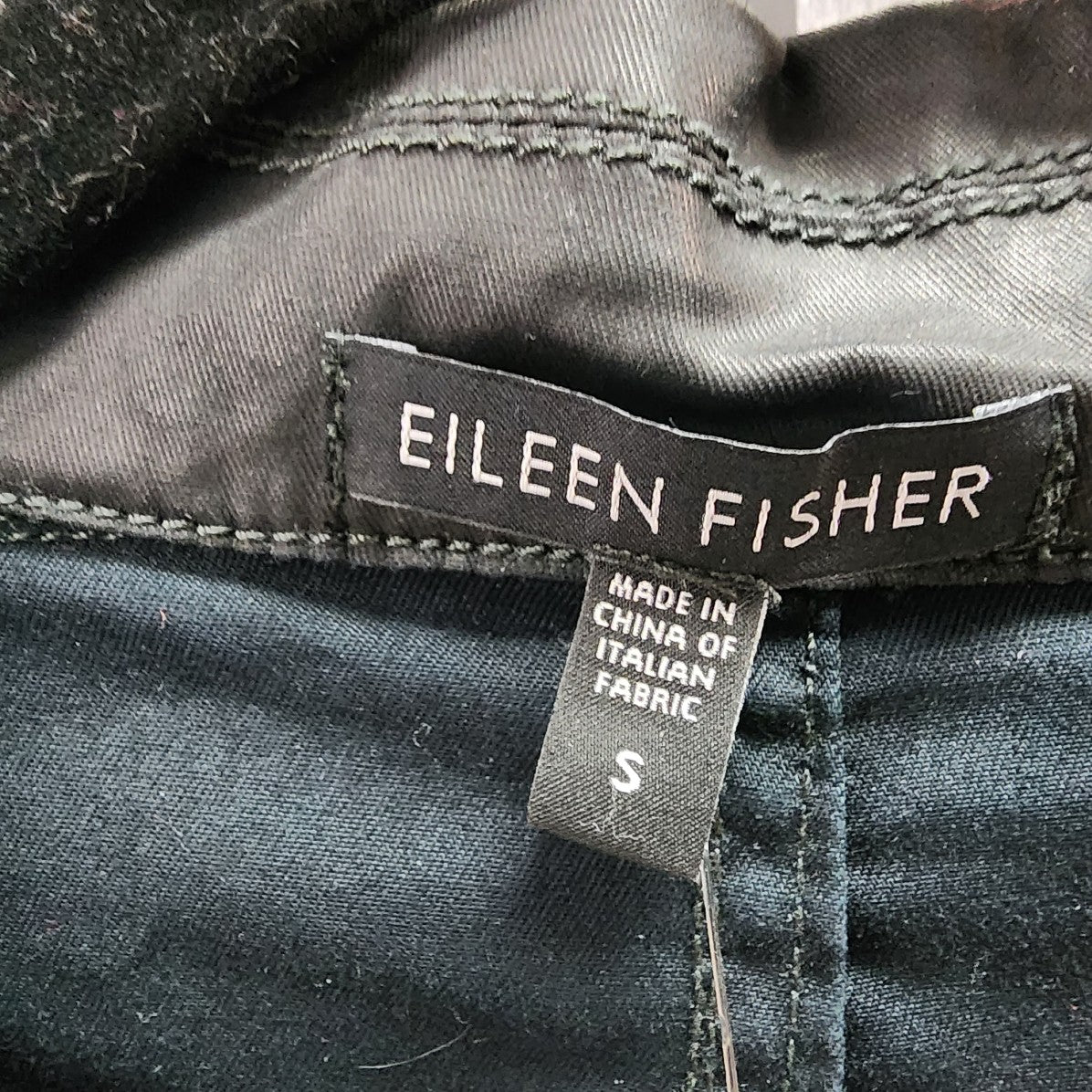 Eileen Fisher Black Zip Up Moto Jacket Size S