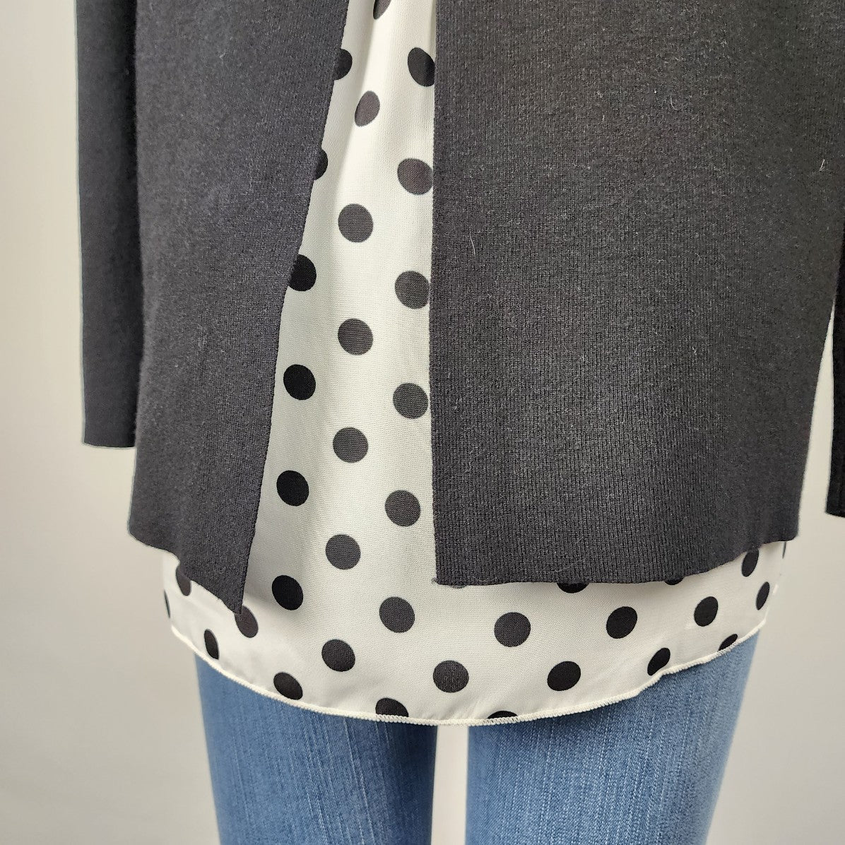 Yest Black Knit Polka Dot Striped Sweater Size 10