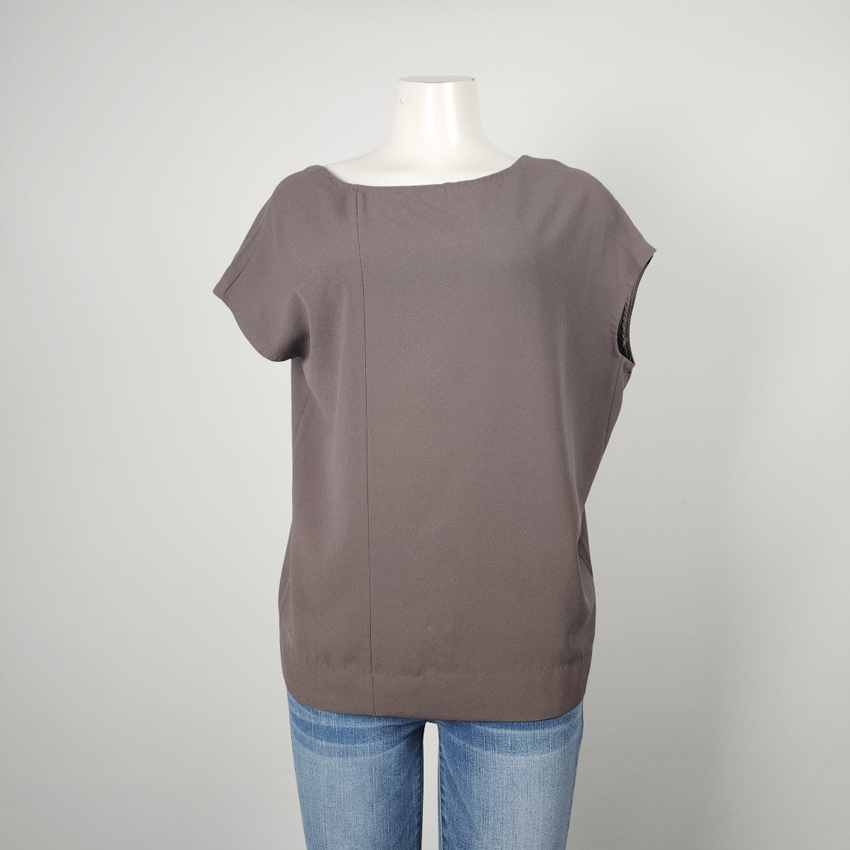 Olivaceous Grey Asymmetrical Blouse Top Size S