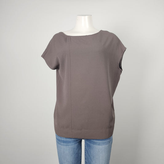 Olivaceous Grey Asymmetrical Blouse Top Size S