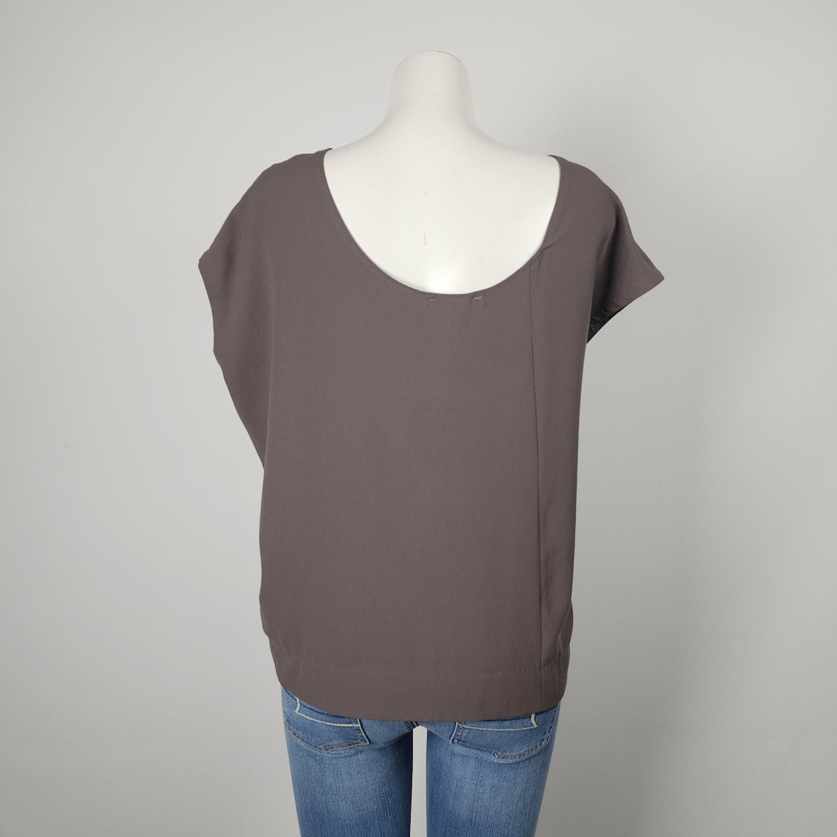 Olivaceous Grey Asymmetrical Blouse Top Size S