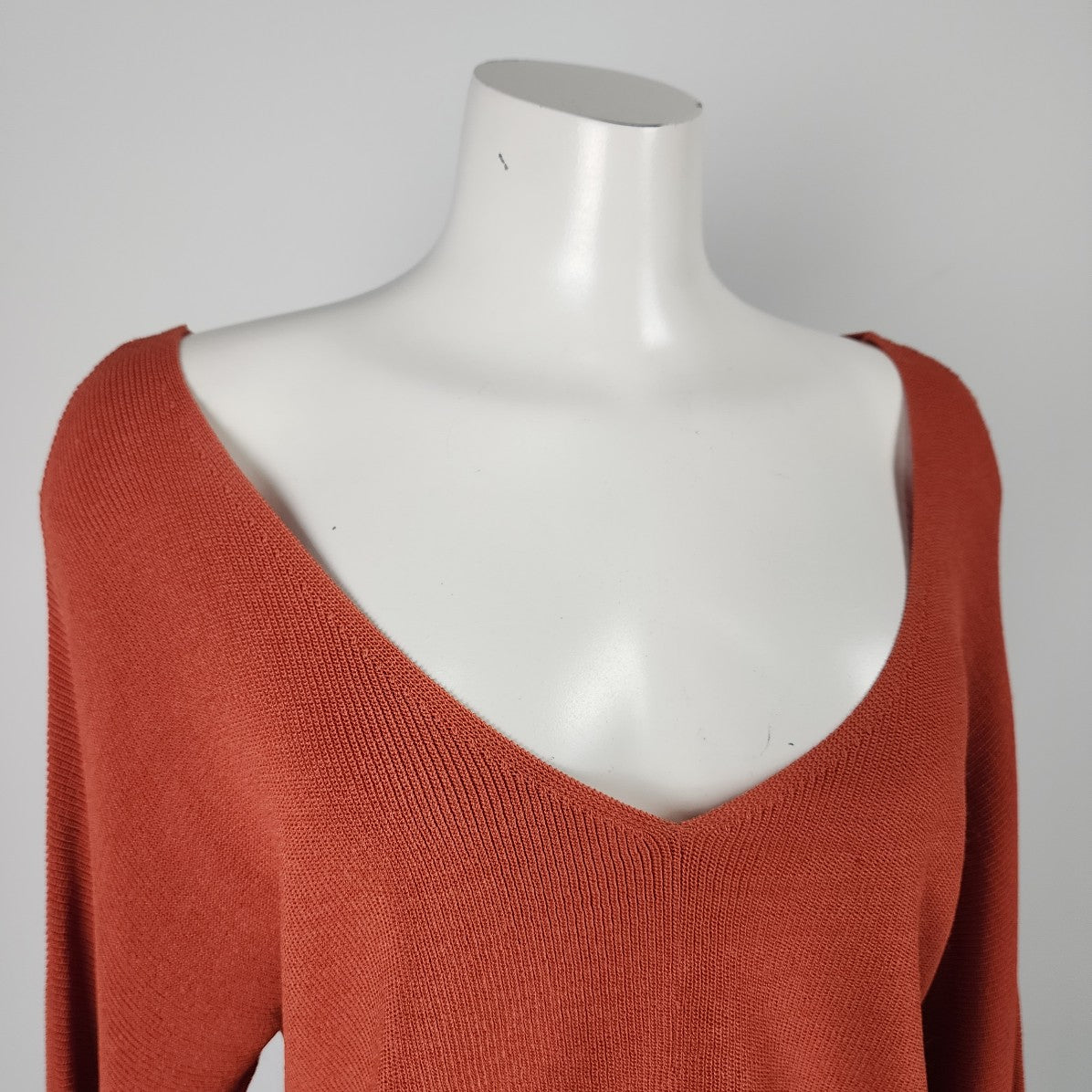 Poools Orange Knit V Neck Sweater Size 6