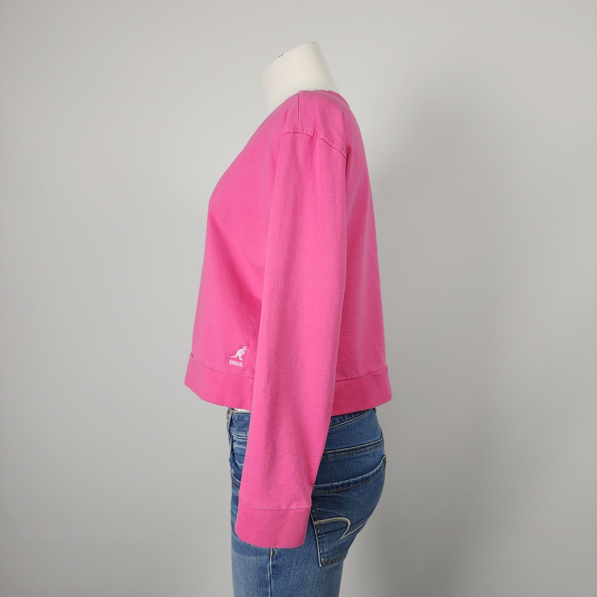 Kangol Pink Cotton Cropped Sweatshirt Size L
