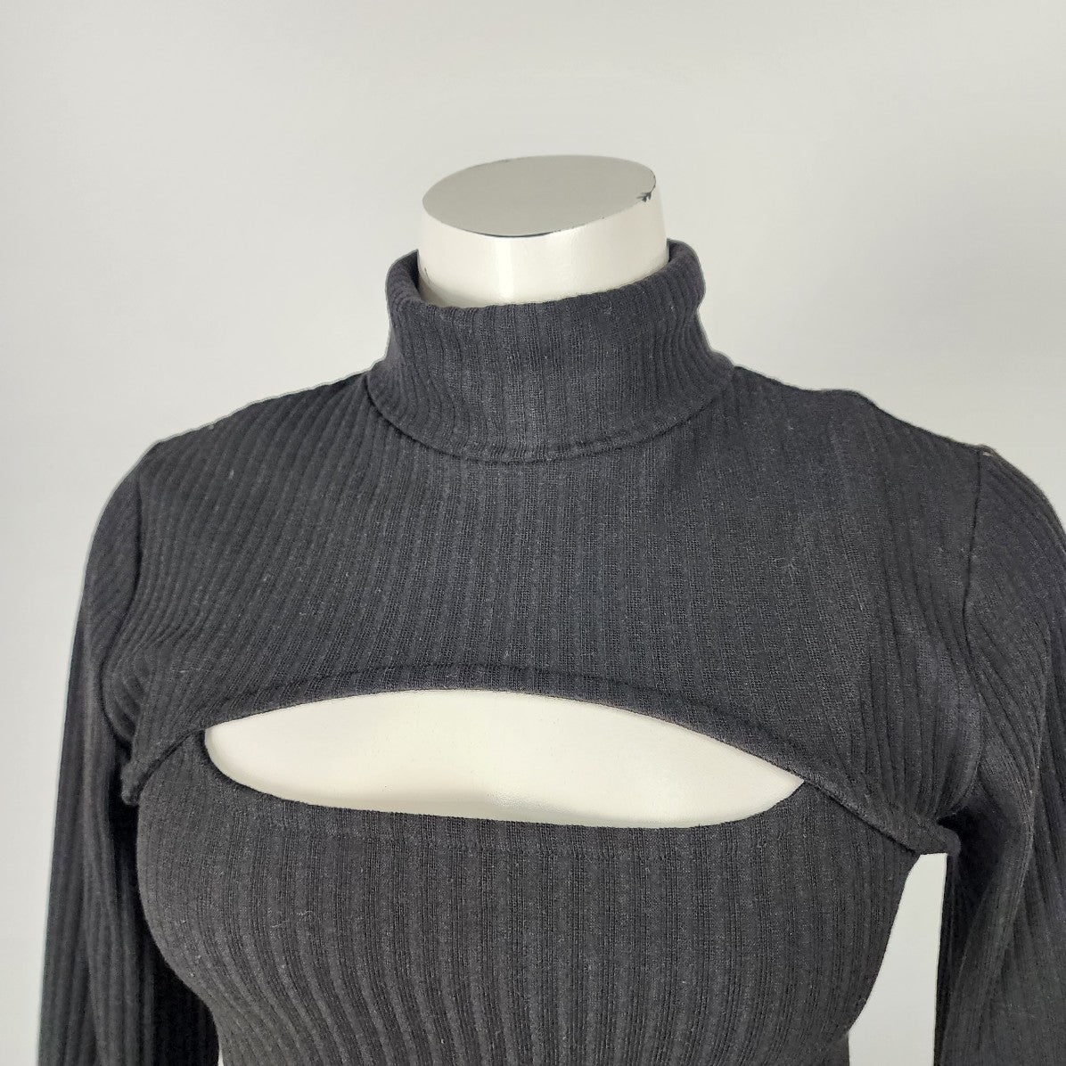 Only Black Ribbed Tank Top & Long Sleeve Turtle Neck Top Size M