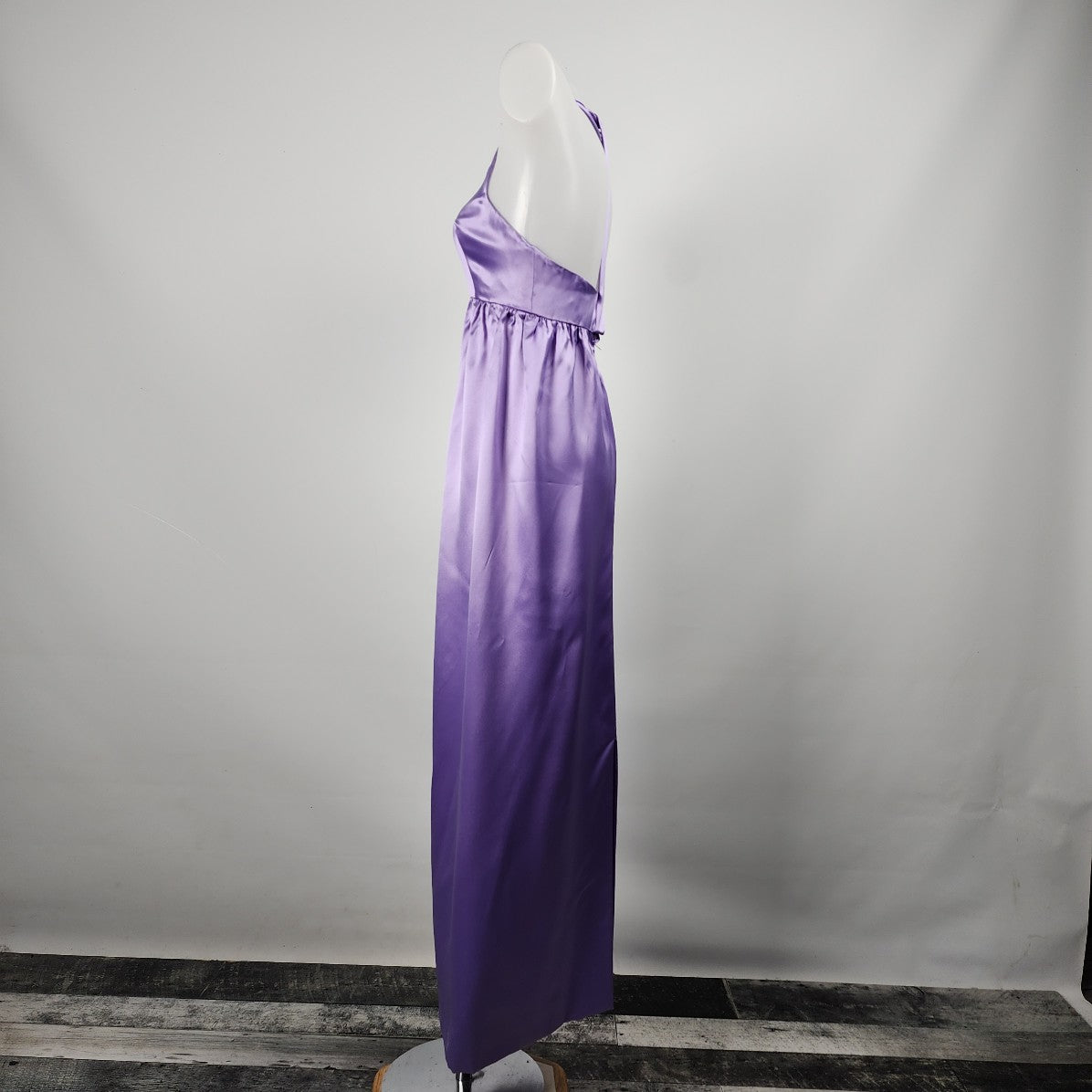 Vintage Purple Satin Bridesmaid Gown Event Dress Size XS