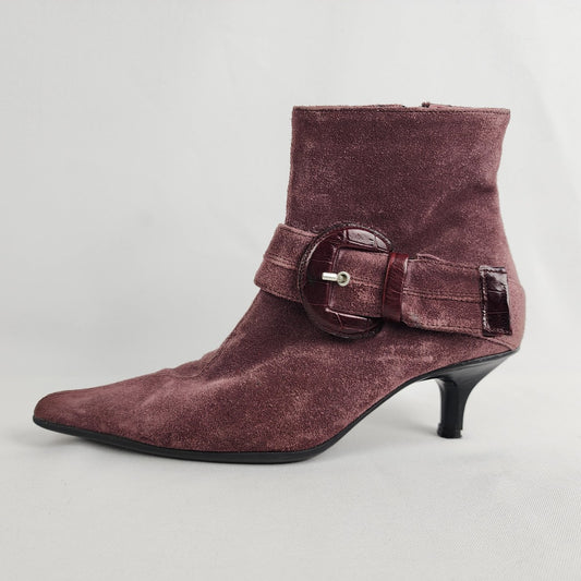 Roberto Vianni Purple Suede Ankle Boots Size 5.5
