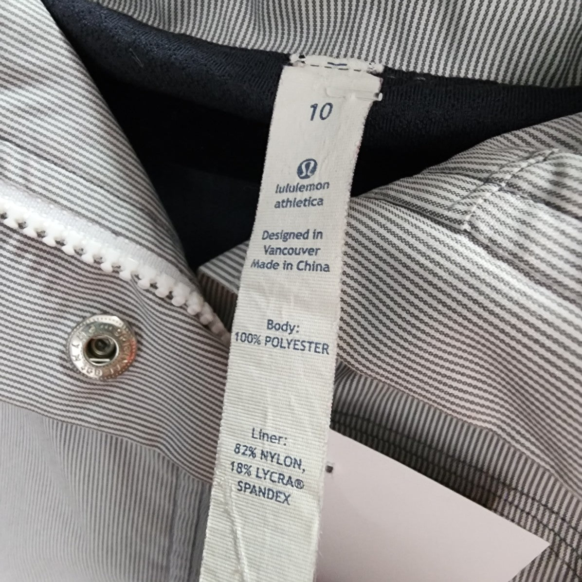 Lululemon Grey Pin Striped Devi Windbreaker Zip Up Light Jacket Size 10