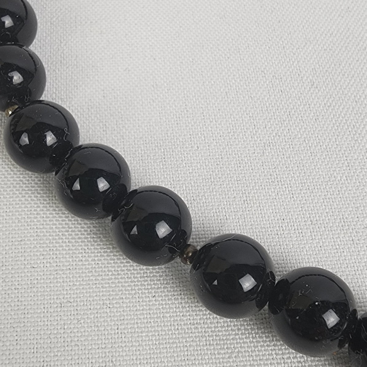 Vintage Black Resin Beaded Pendant Necklace & Earrings