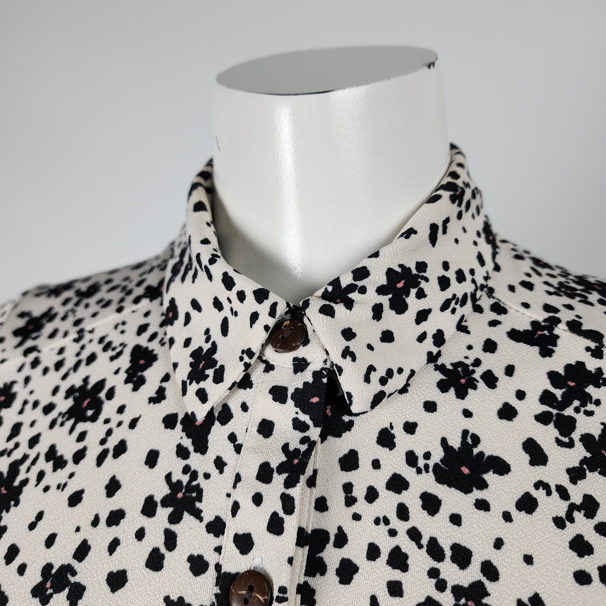 Monteau Black & White Print Long Sleeve Dress Size S