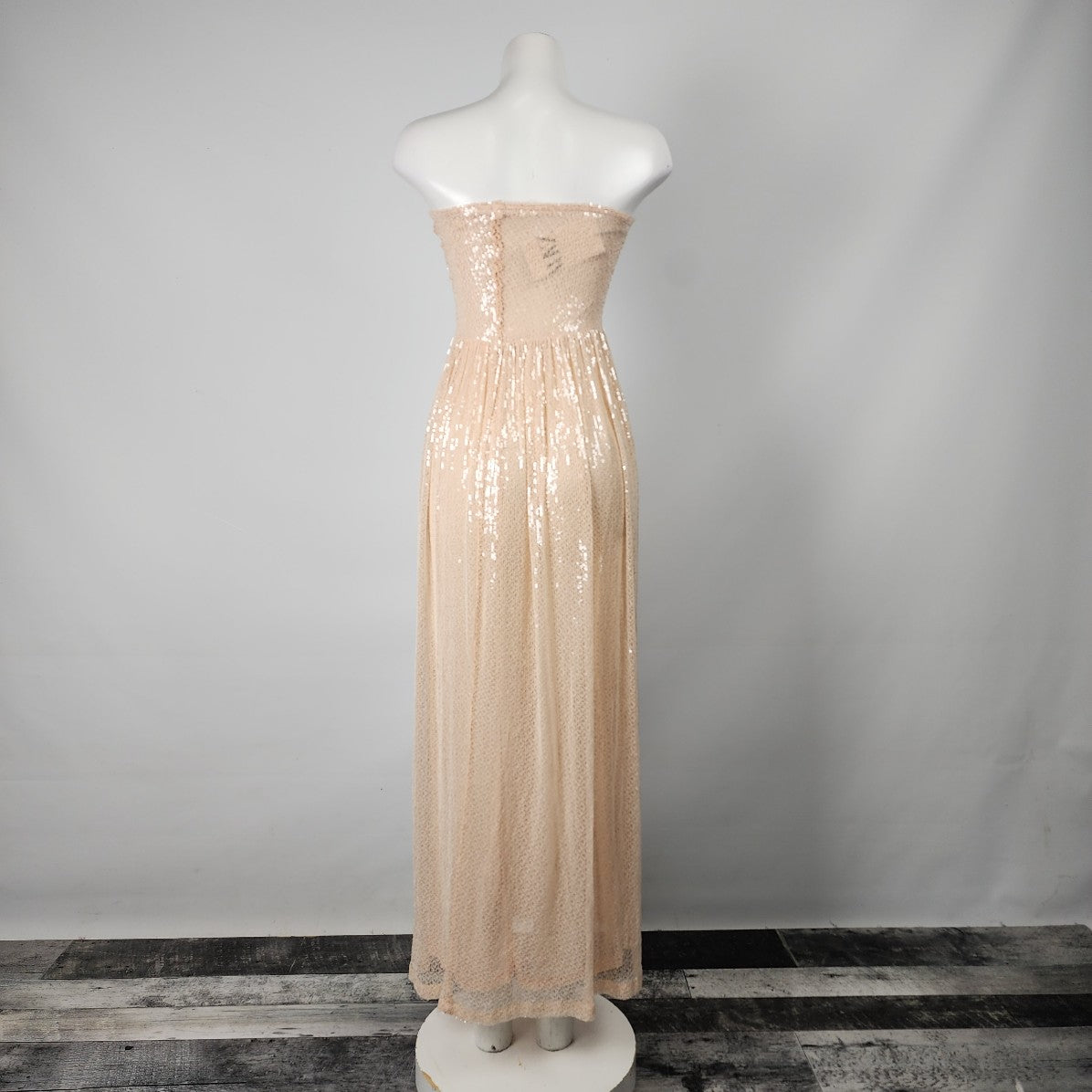 Zara Champagne Sequined Sleeveless Maxi Dress Size S