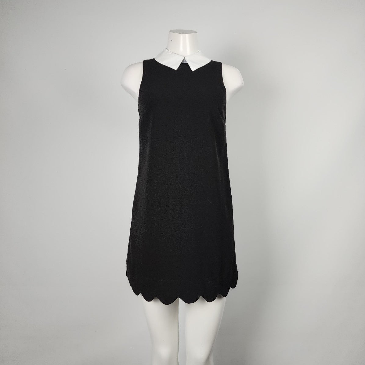 Monteau Black White Collar Scalloped Bottom Mini Dress Size S