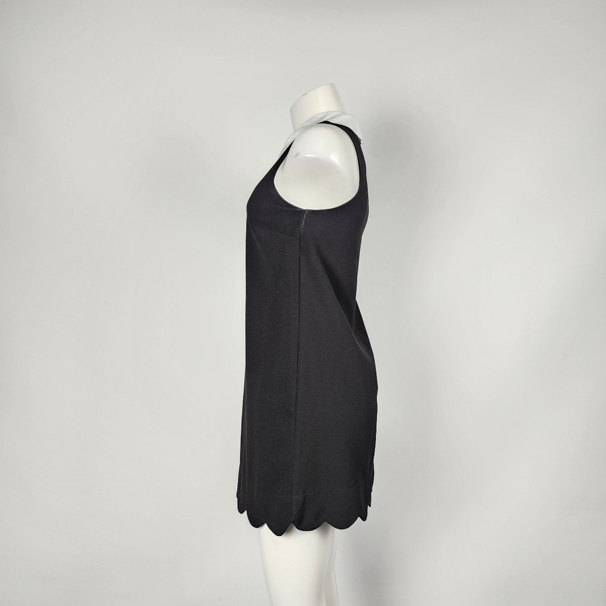 Monteau Black White Collar Scalloped Bottom Mini Dress Size S
