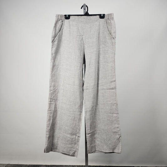 Stella Carakasi Grey Linen Wide Leg Pants Size XL