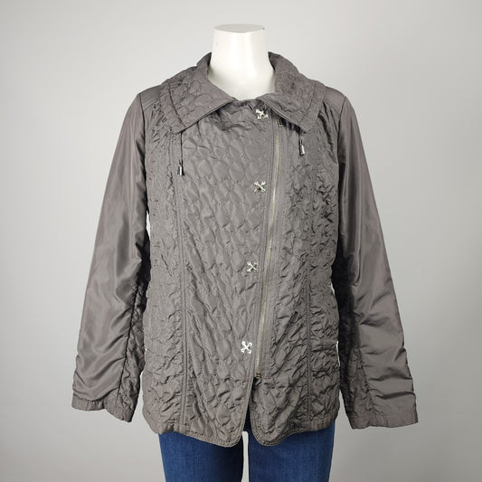 Adam Jacobs Grey Quilted Nylon Jacket Size L