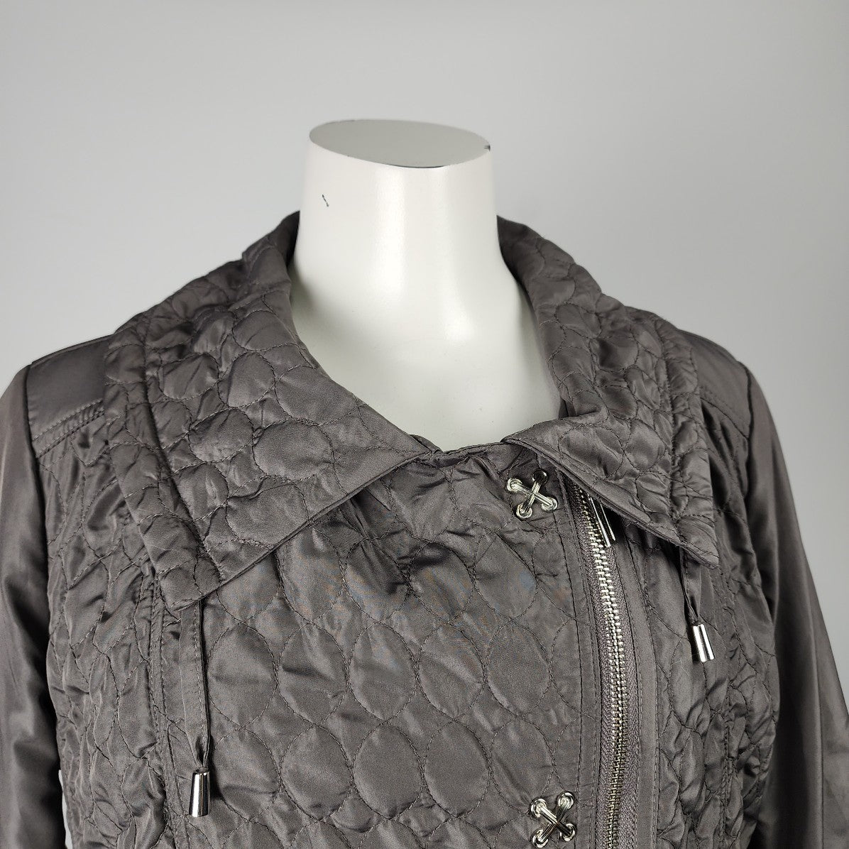 Adam Jacobs Grey Quilted Nylon Jacket Size L