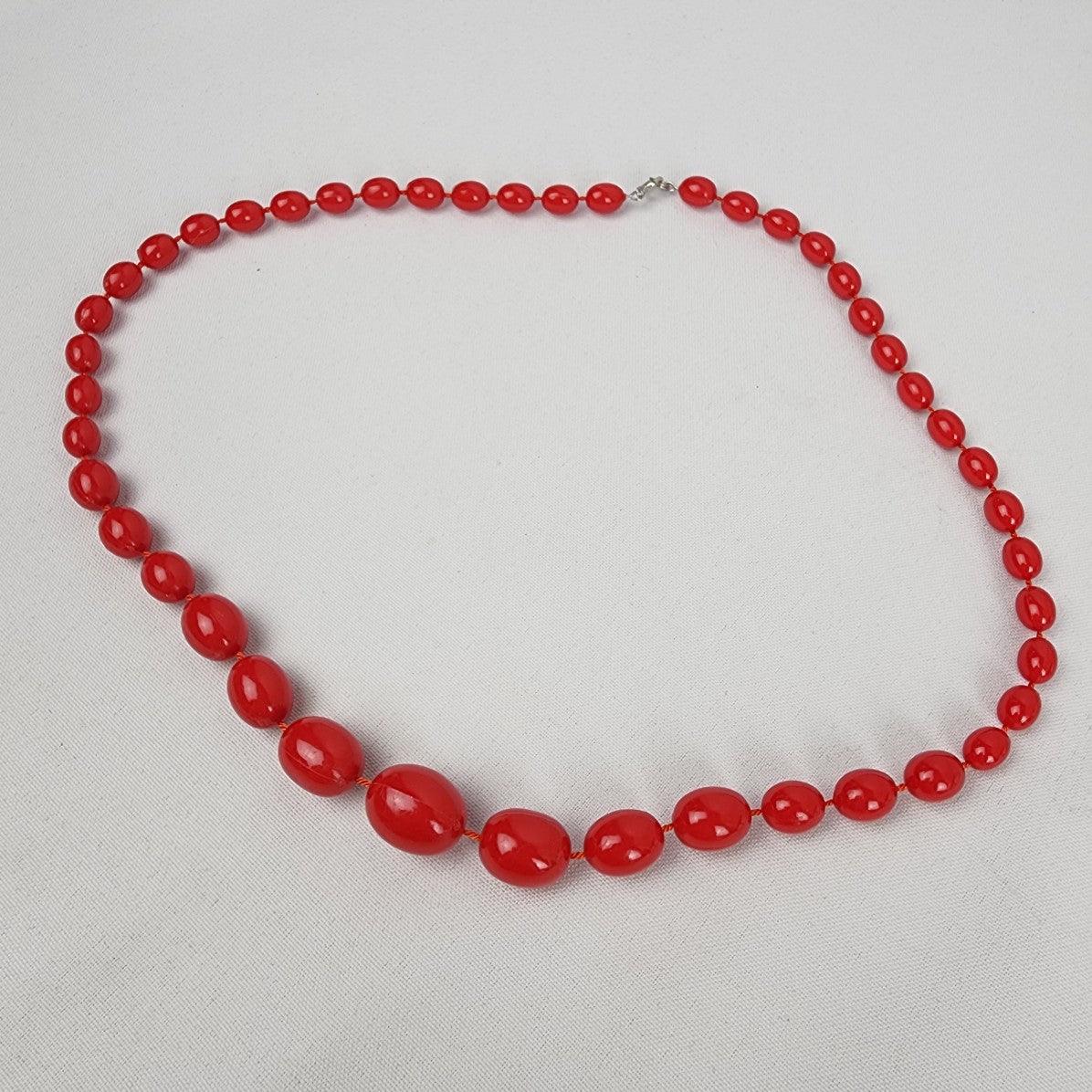 Vintage Red Plastic Beaded Necklace