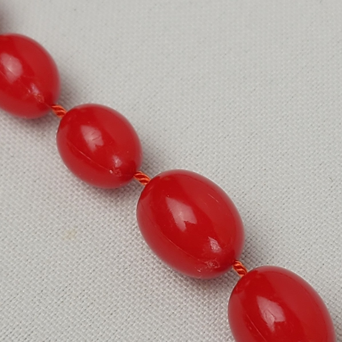 Vintage Red Plastic Beaded Necklace