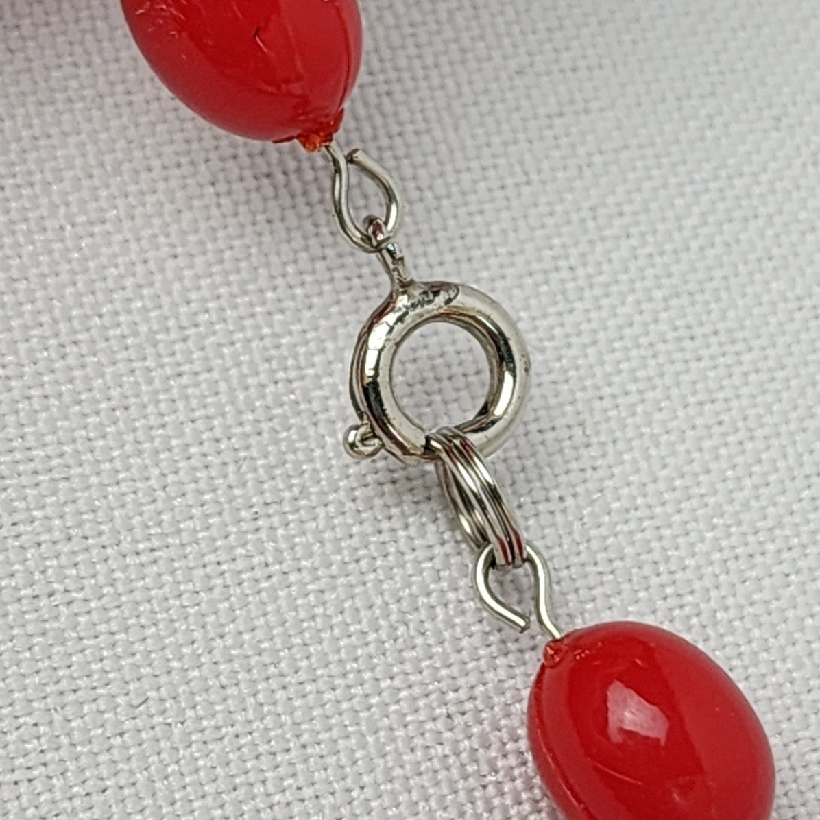 Vintage Red Plastic Beaded Necklace