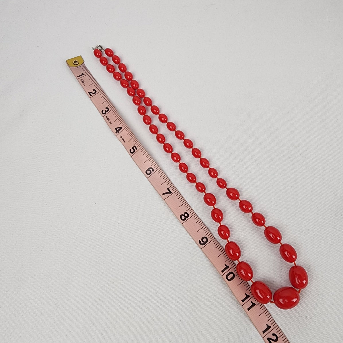 Vintage Red Plastic Beaded Necklace