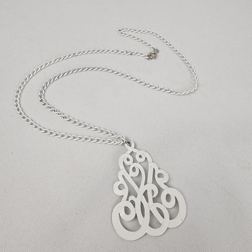 Vintage White Enamel Pendant Necklace