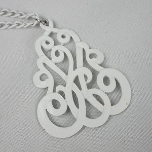 Vintage White Enamel Pendant Necklace