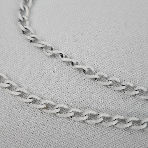 Vintage White Enamel Pendant Necklace