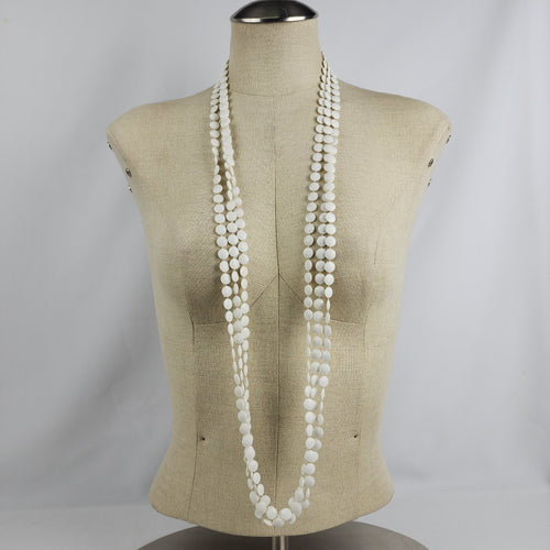 Vintage Cream Layered Fused Beads Long Necklace