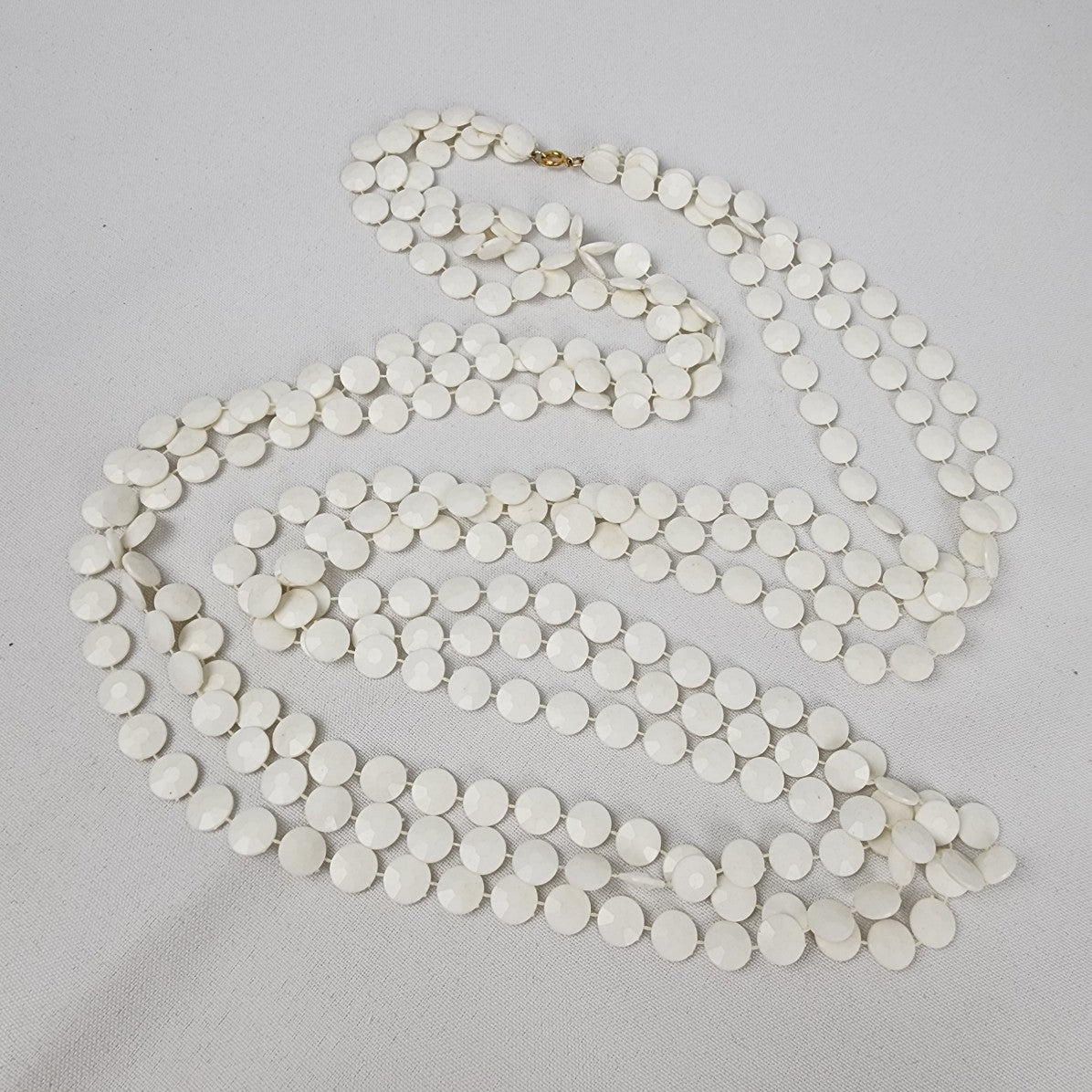 Vintage Cream Layered Fused Beads Long Necklace