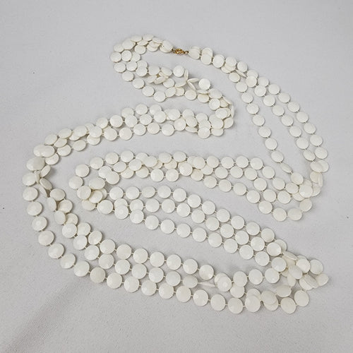 Vintage Cream Layered Fused Beads Long Necklace