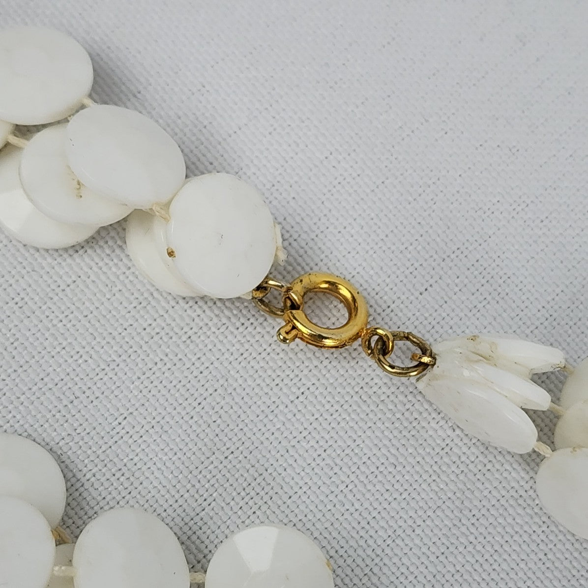 Vintage Cream Layered Fused Beads Long Necklace