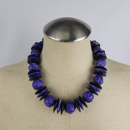 Vintage Purple Chunky Beaded Necklace