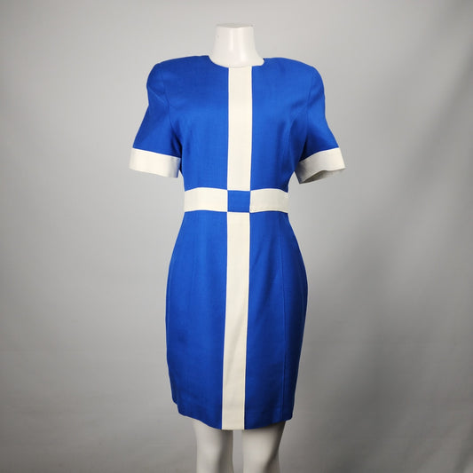 Vintage Simon Chang Blue Color Block Dress Size 6