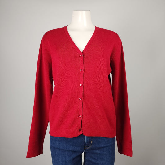 Cotton Ginny Red Cotton Button Up Cardigan Size L
