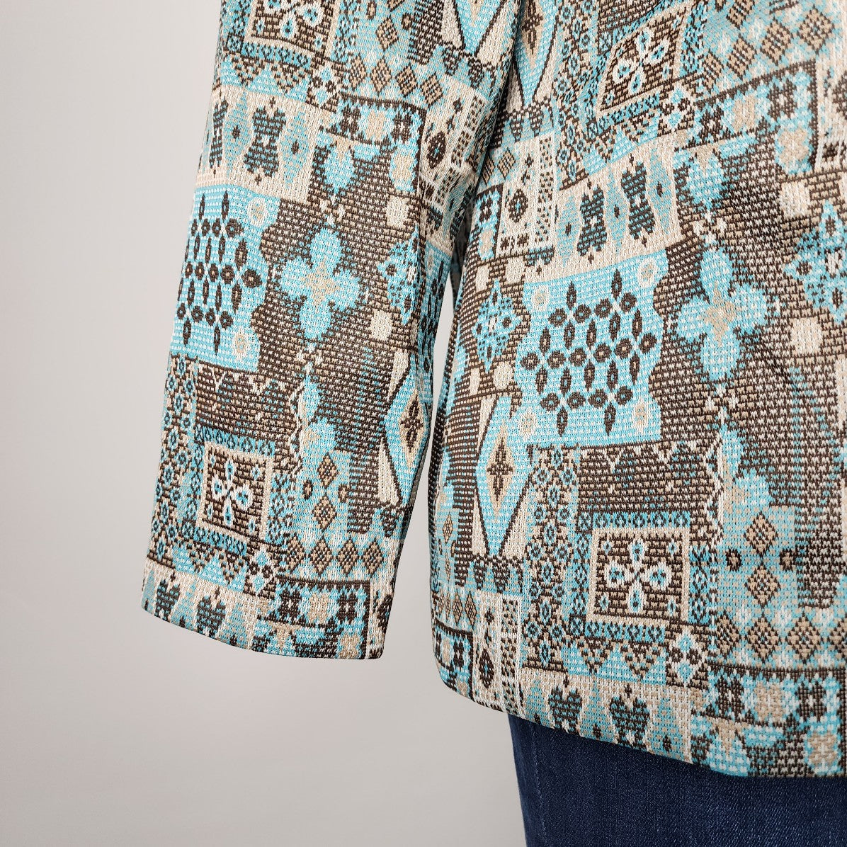 Vintage Leo Danal Blue & Brown Floral Button Up Jacket Size L