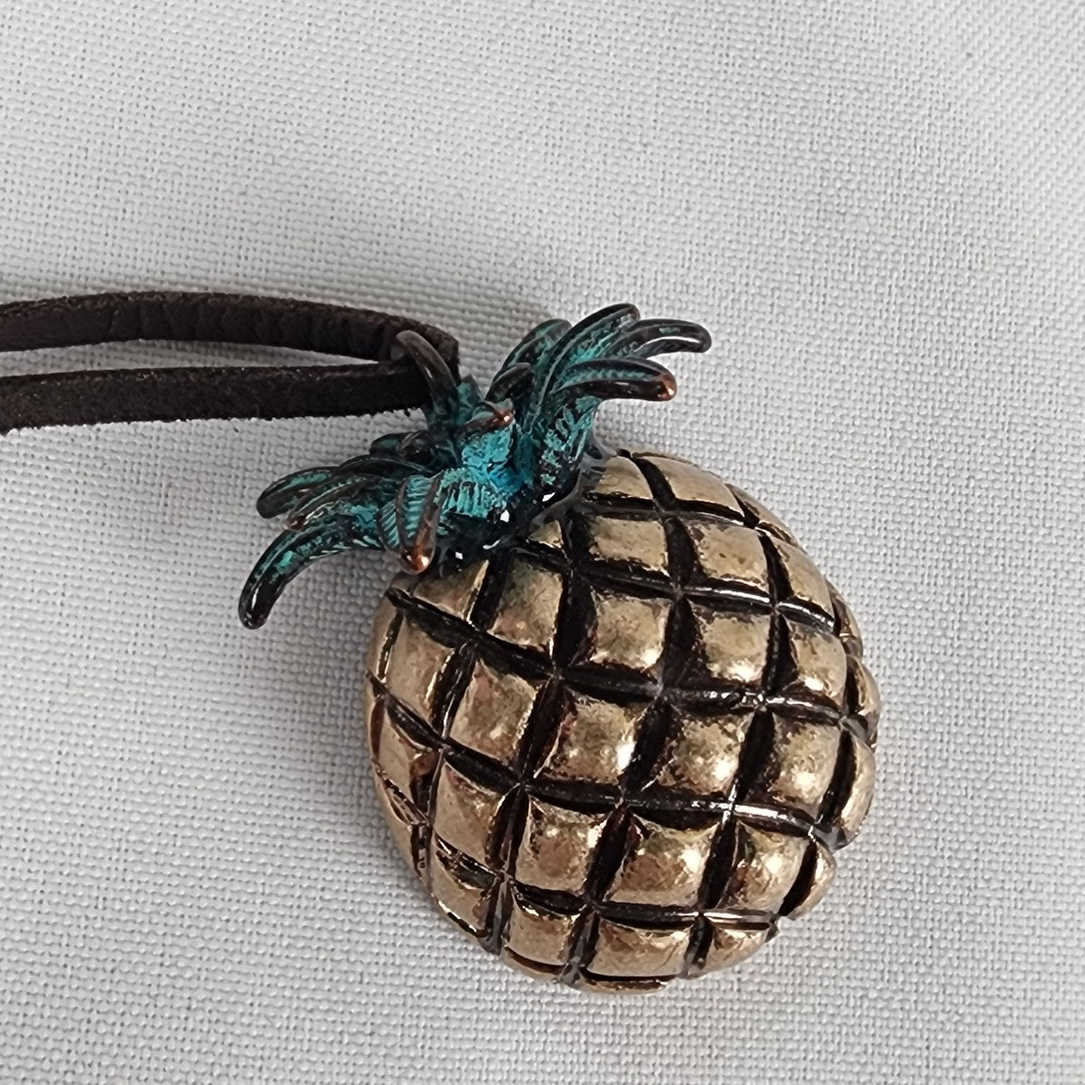 Pineapple Pendant Leather Cord Necklace