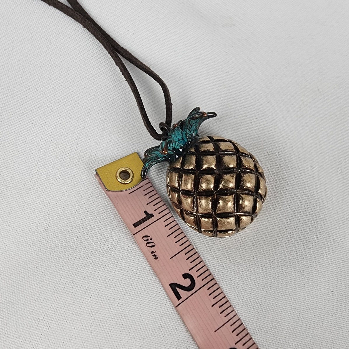 Pineapple Pendant Leather Cord Necklace