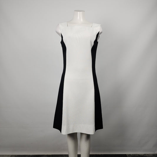 Vintage 60s White & Black A Line Sheath Dress Size S