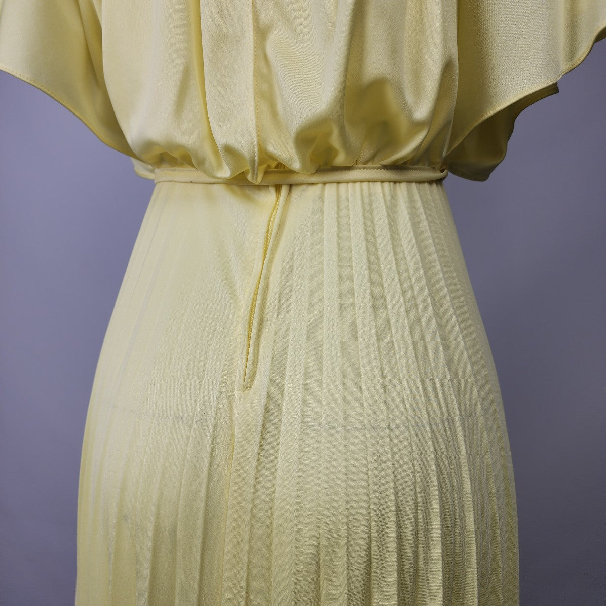 Vintage Nu Mode Yellow Pleated Skirt Long Maxi Dress Size S