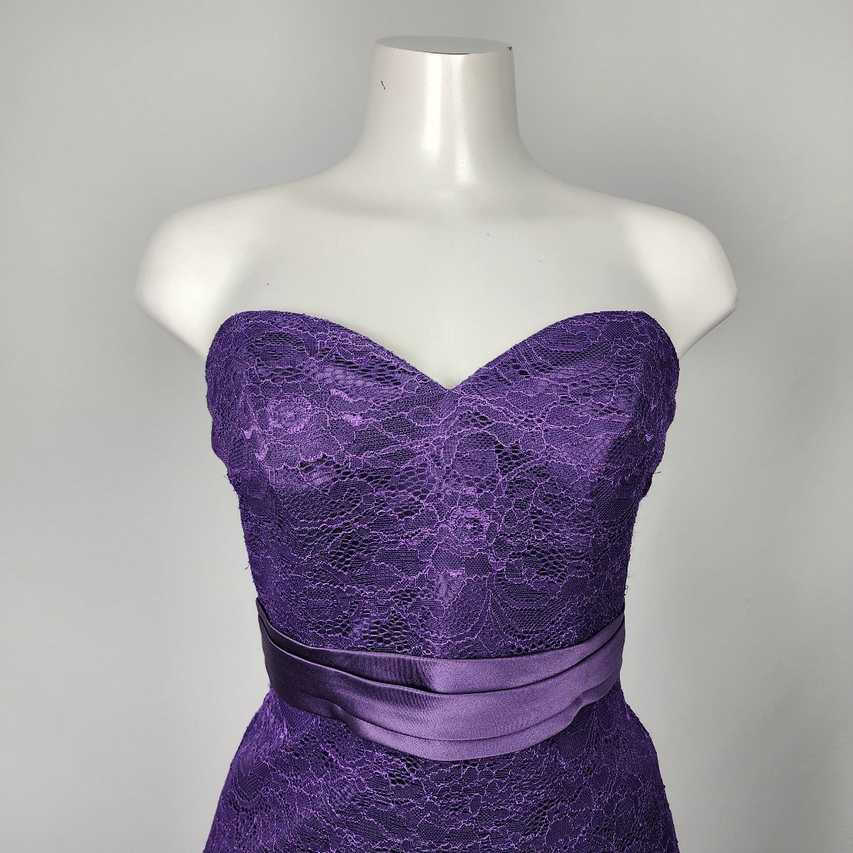 Allure Bridals Purple Lace Strapless Bridesmaids Event Dress Size S