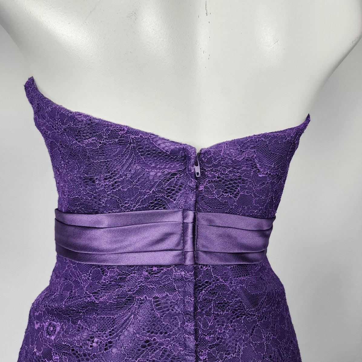 Allure Bridals Purple Lace Strapless Bridesmaids Event Dress Size S