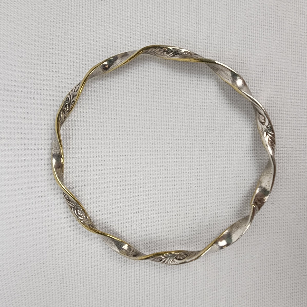 Vintage Silver Flower Twisted Stacking Bracelet